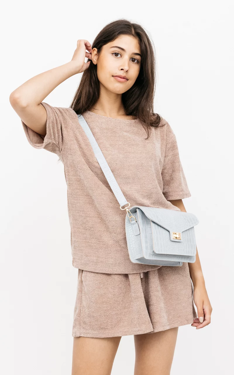 Leather bag with gold-coated details Light Blue
