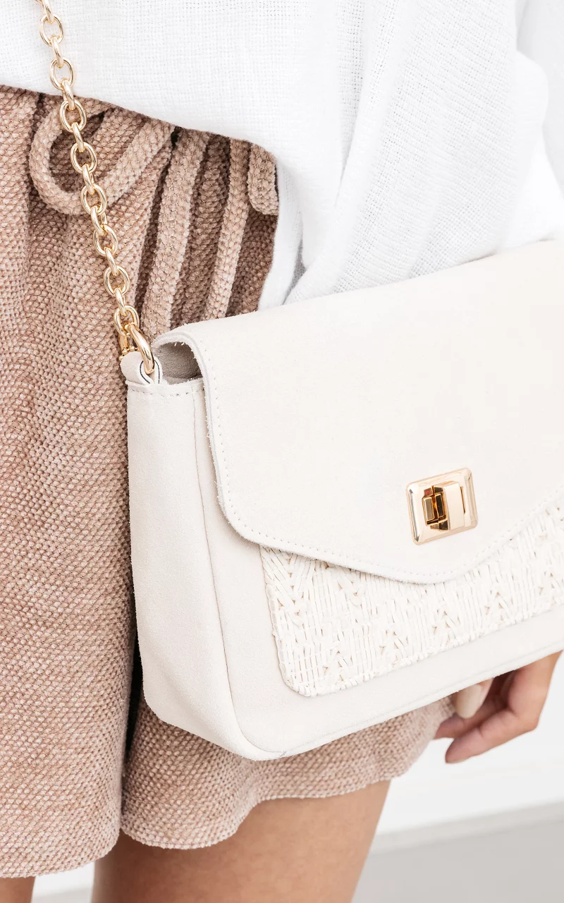 Leather bag with gold-coated details Cream