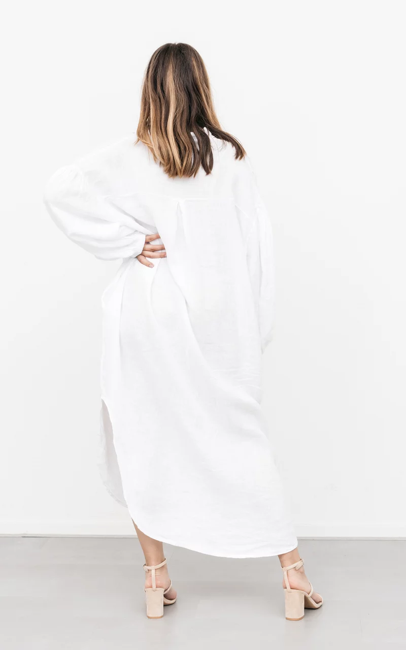 Oversized linen dress White