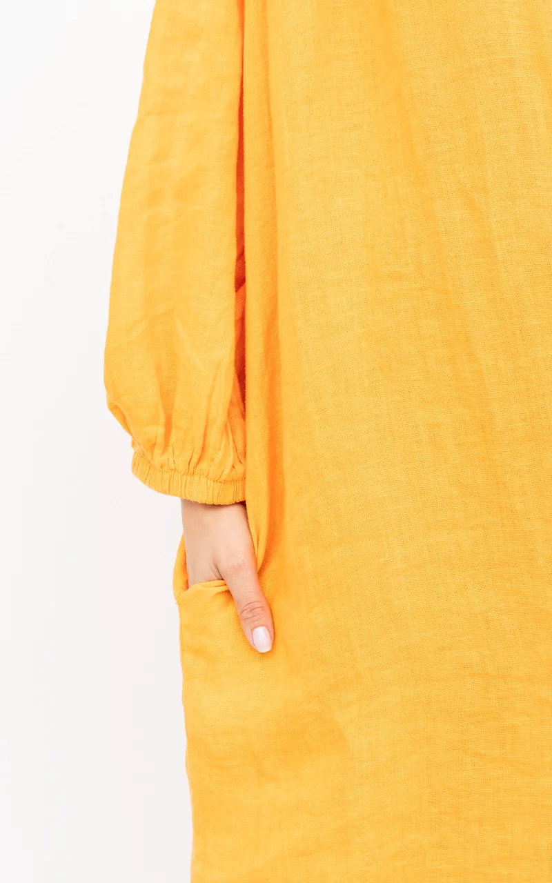Oversized linnen jurk Oranje