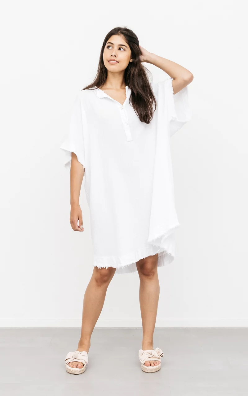 Cotton dress with buttons White