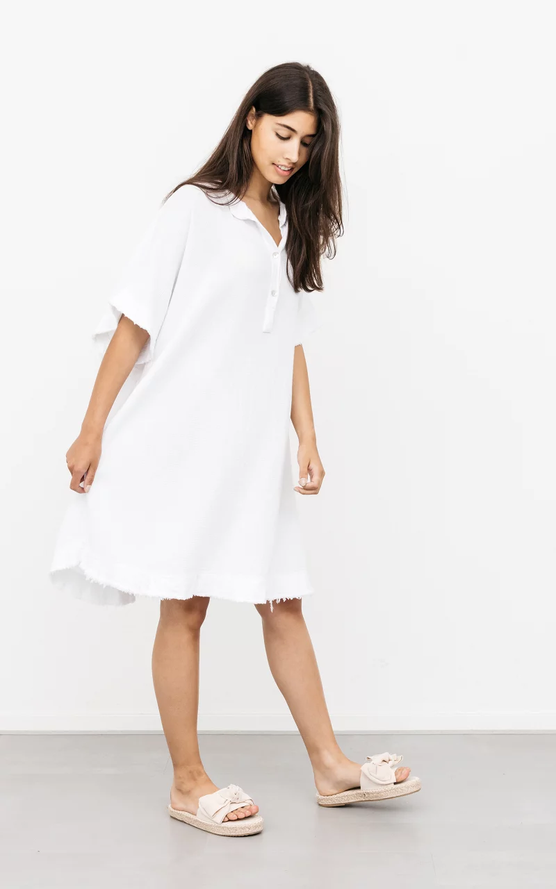 Cotton dress with buttons White