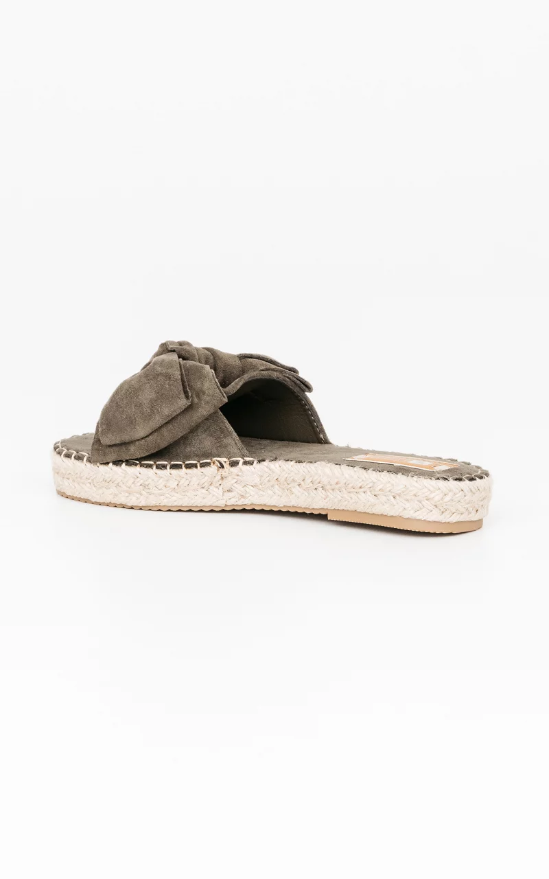 Slip-on sandals with woven soles Dark Green