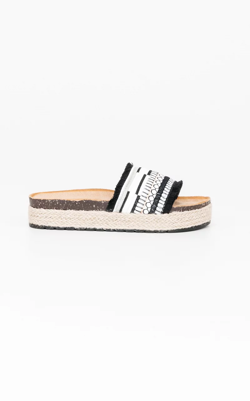 Slip-on sandals Black White