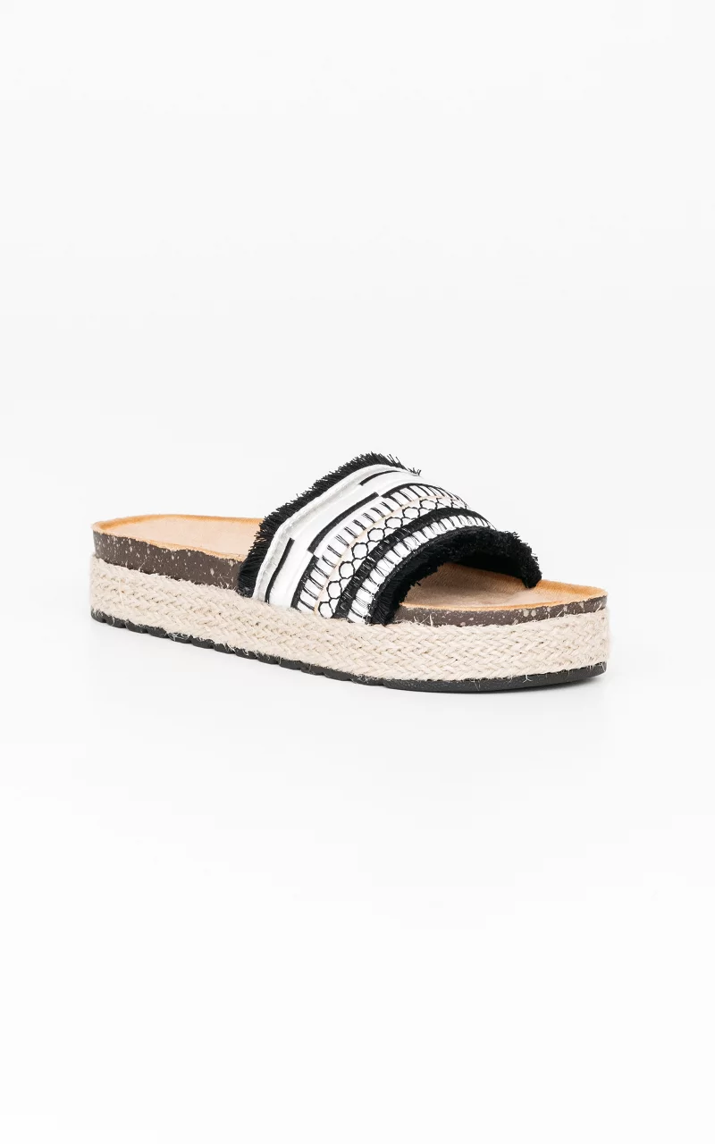 Slip-on sandals Black White