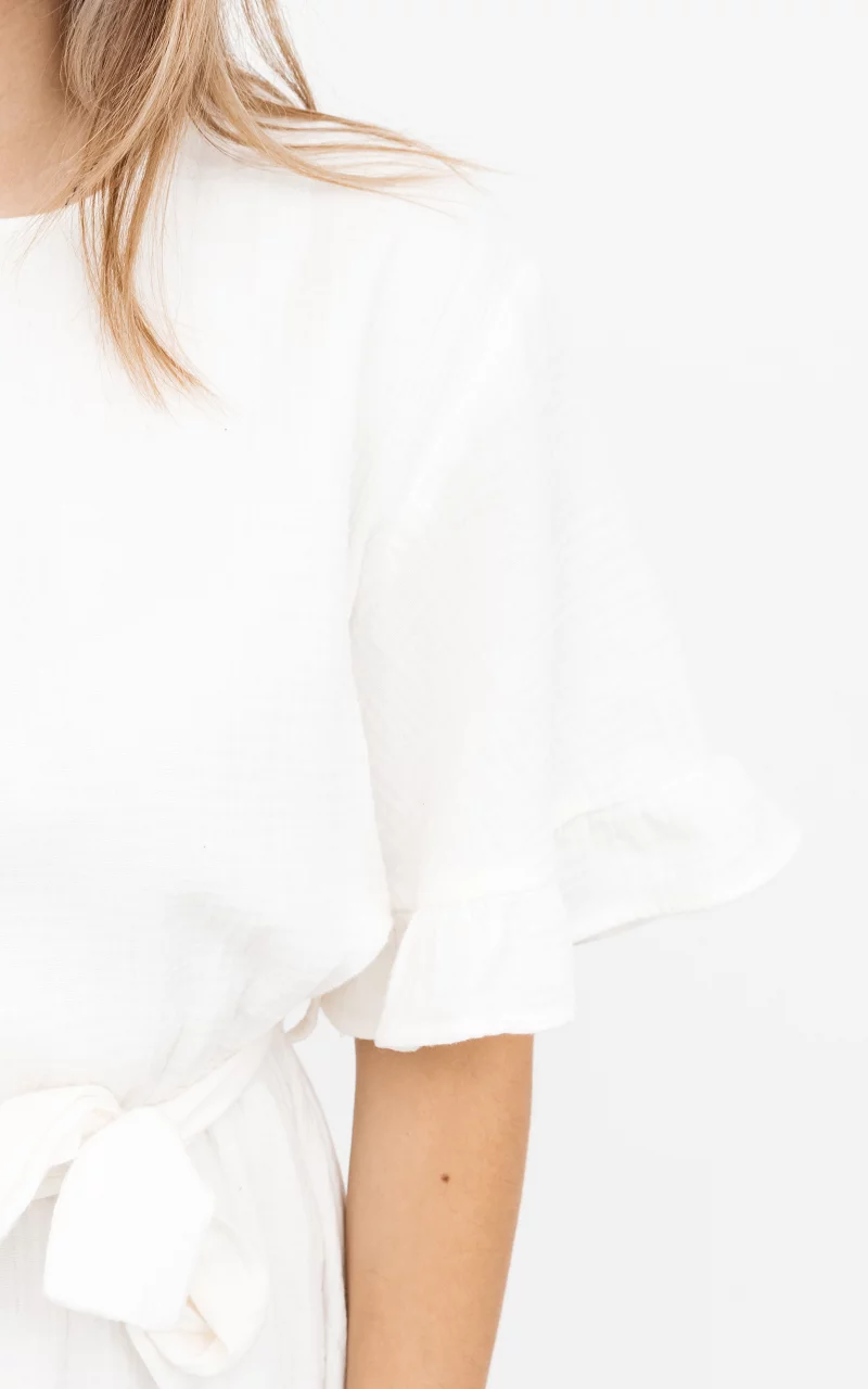 Katoenen jurk met strikdetail Wit