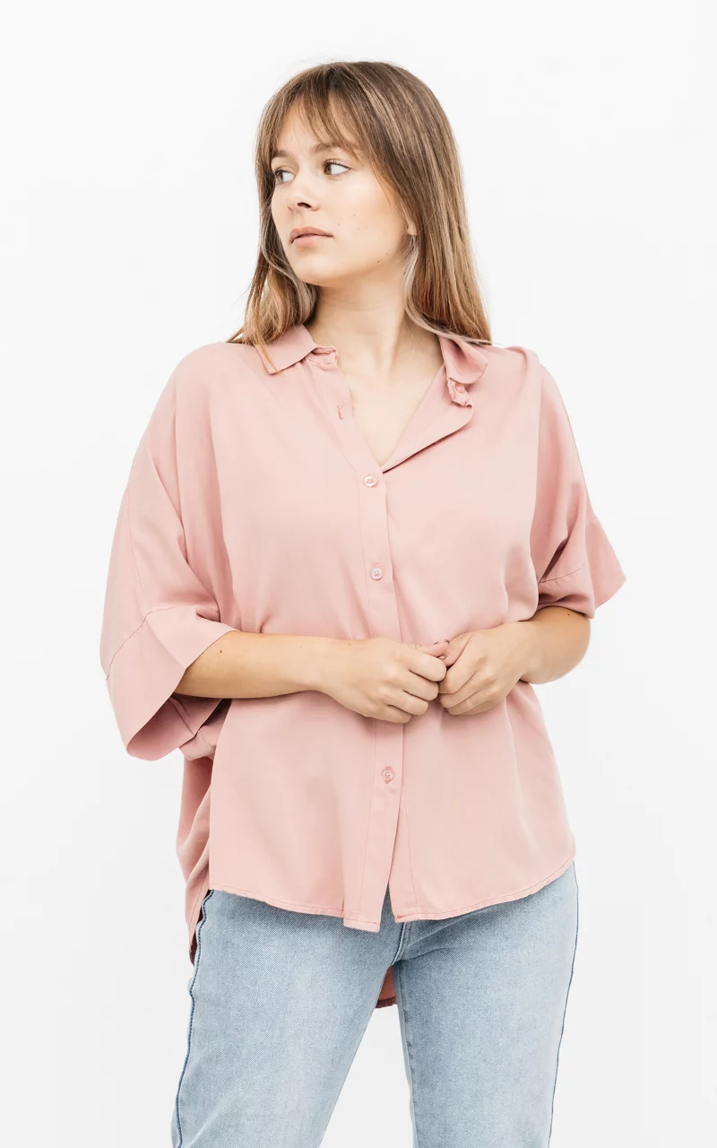 Oversized blouse met knopen Oudroze