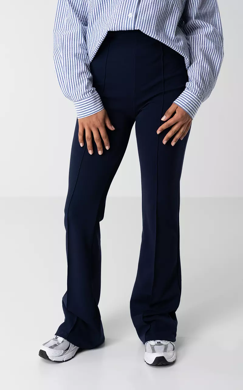 High-waist, flared trousers Dark Blue
