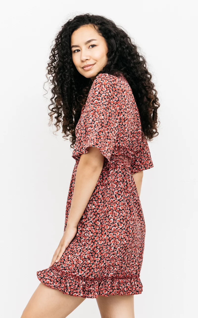 Patterned dress Black Mauve Pink