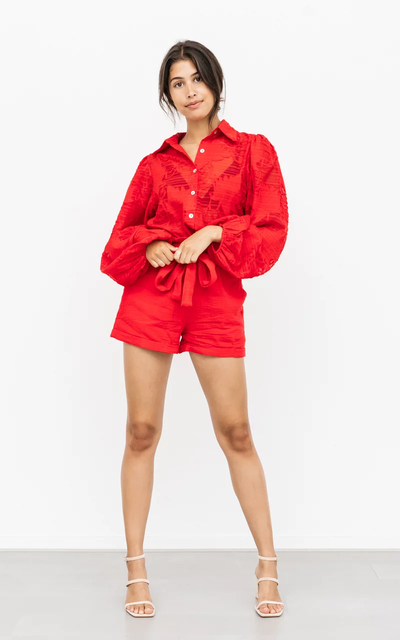 Paperbag-Shorts mit Bindeschleife Rot