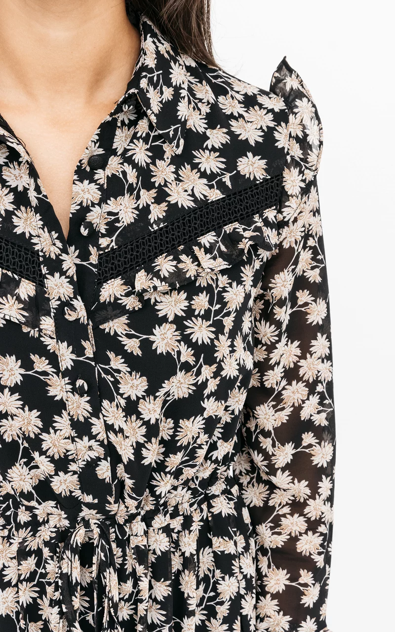 Floral patterned maxi dress Black Beige