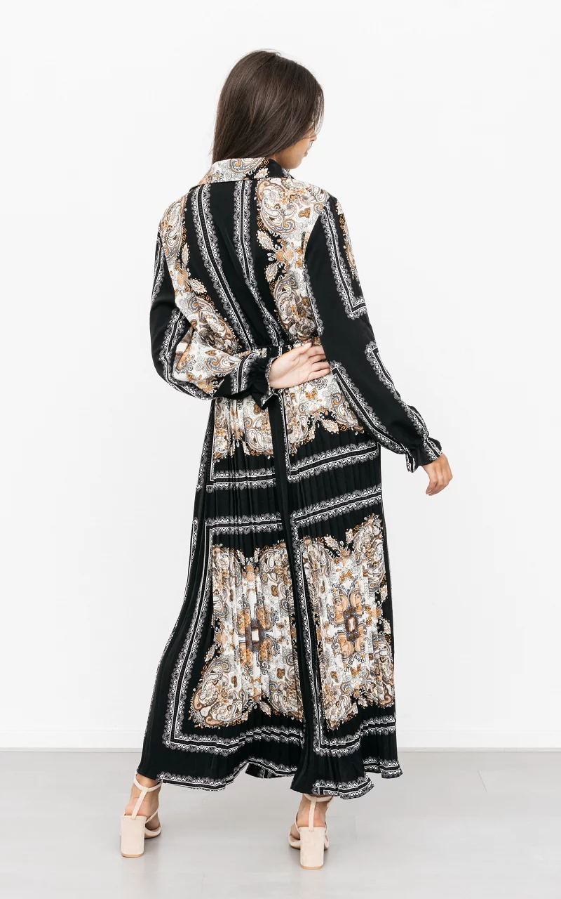 Paisley patterned maxi dress Black Beige