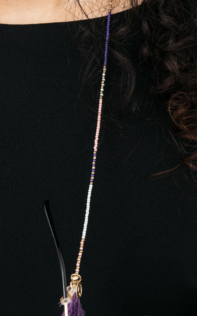 Brillenband mit Perlen und goldfarbenen Details Lila Mint