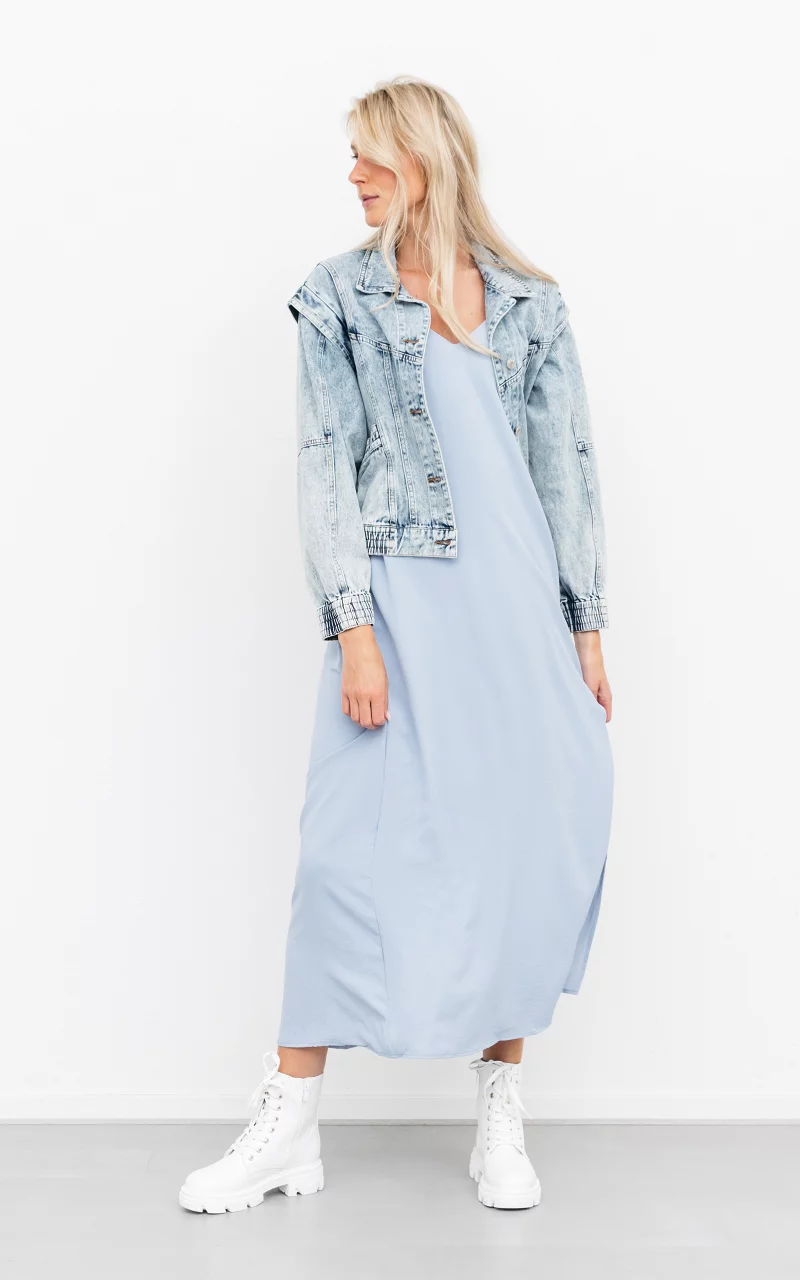 Maxi dress with crossed straps Light Blue