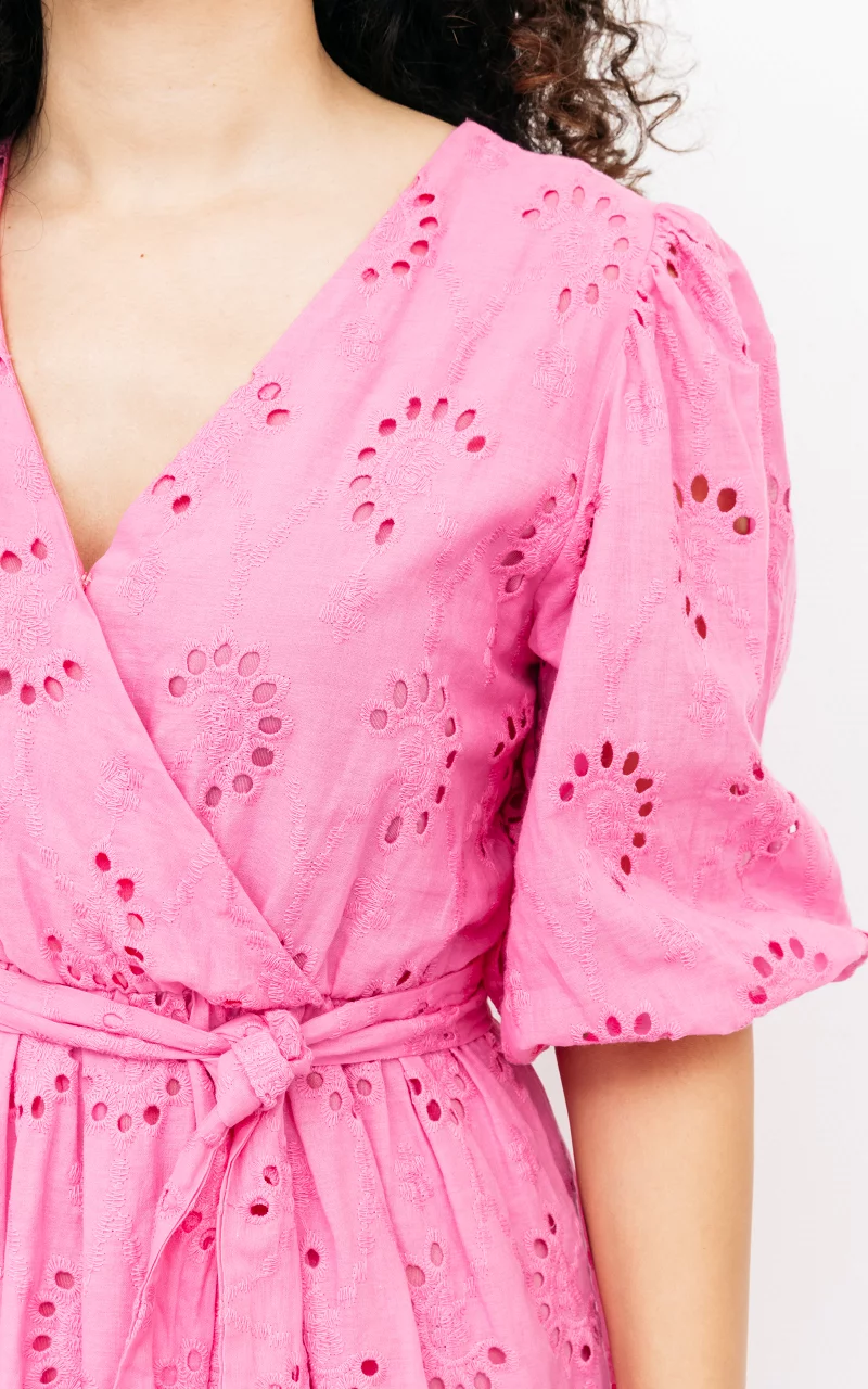 Embroidered, wrap-around dress  Pink