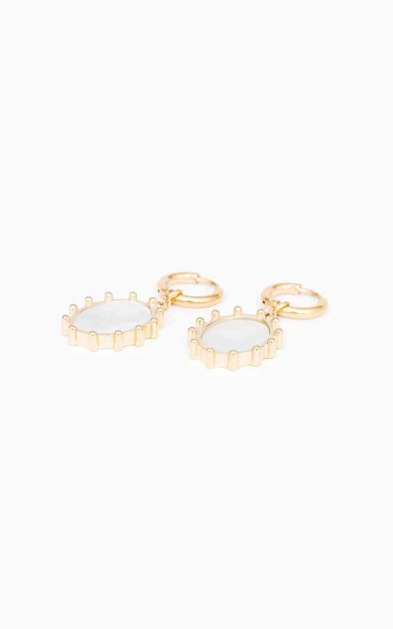 Stainless steel pendant earrings Gold White