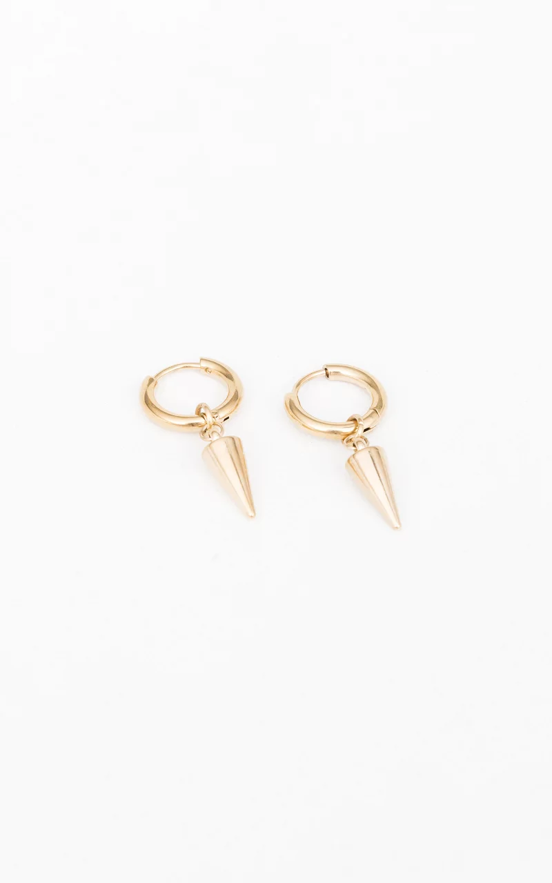 Stainless steel earrings with small pendant Gold