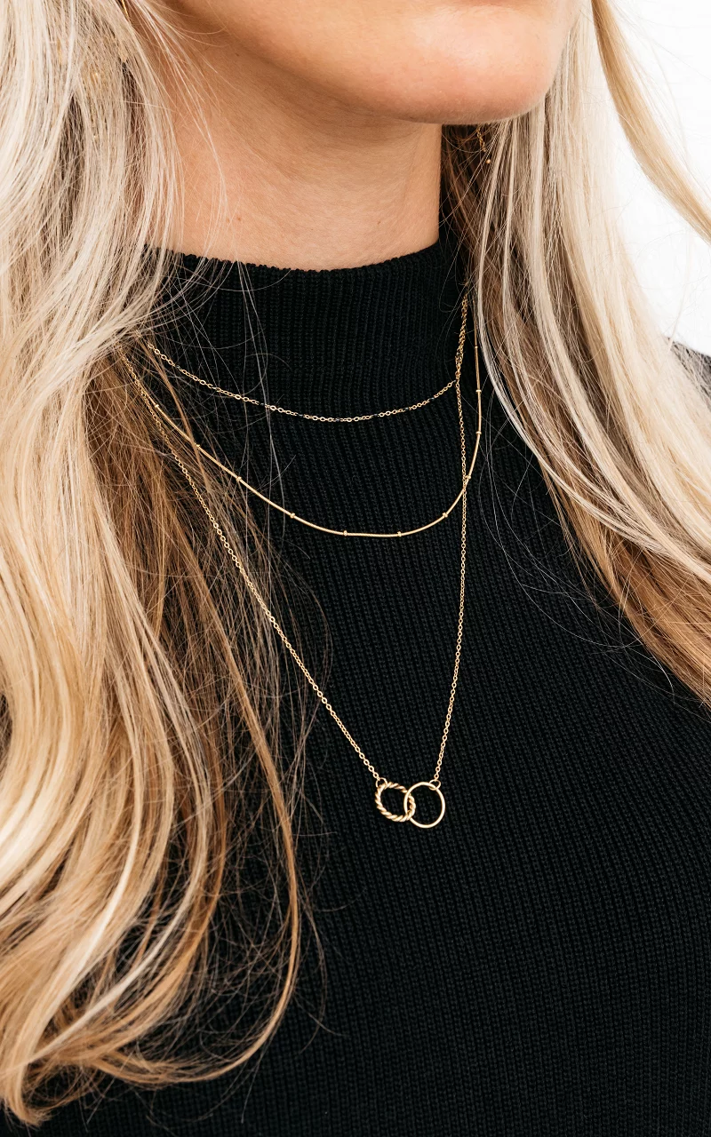 Stainless steel 3-layer necklace Gold Black