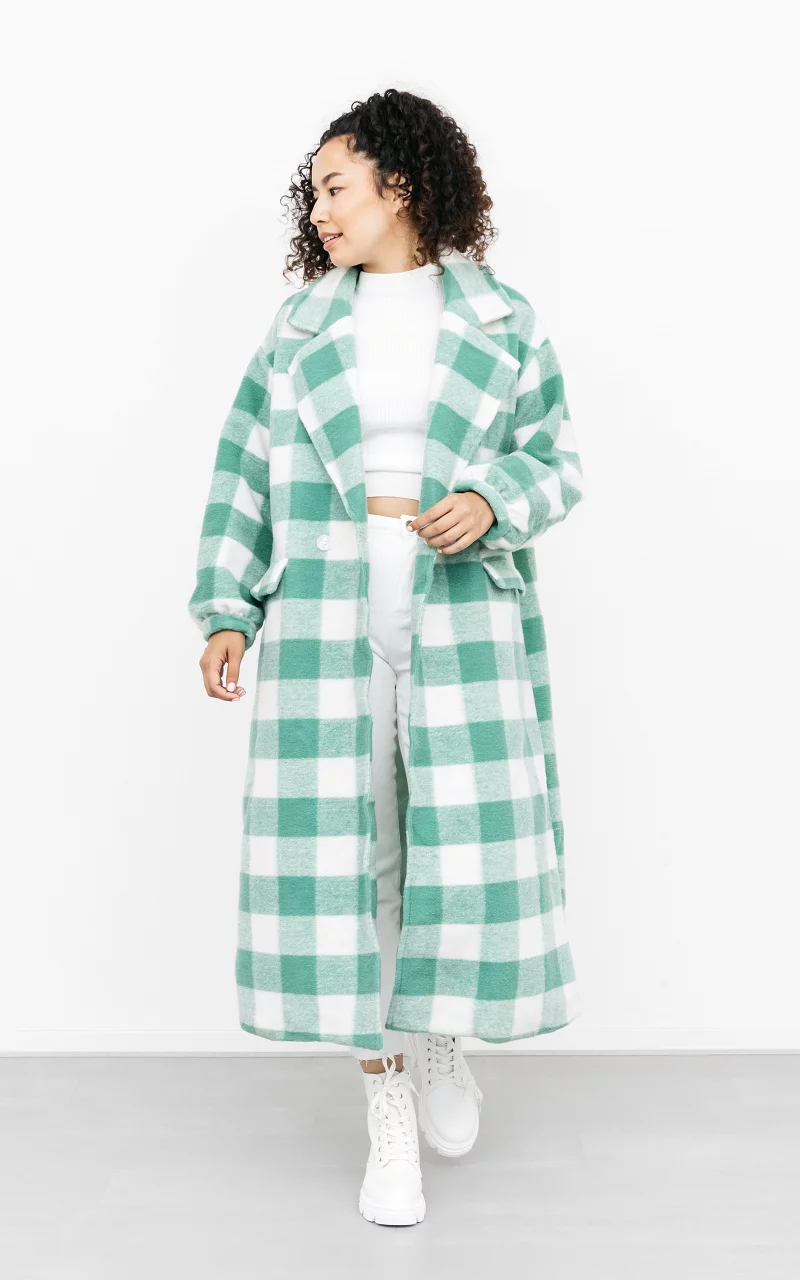 Checkered coat with pockets Green White
