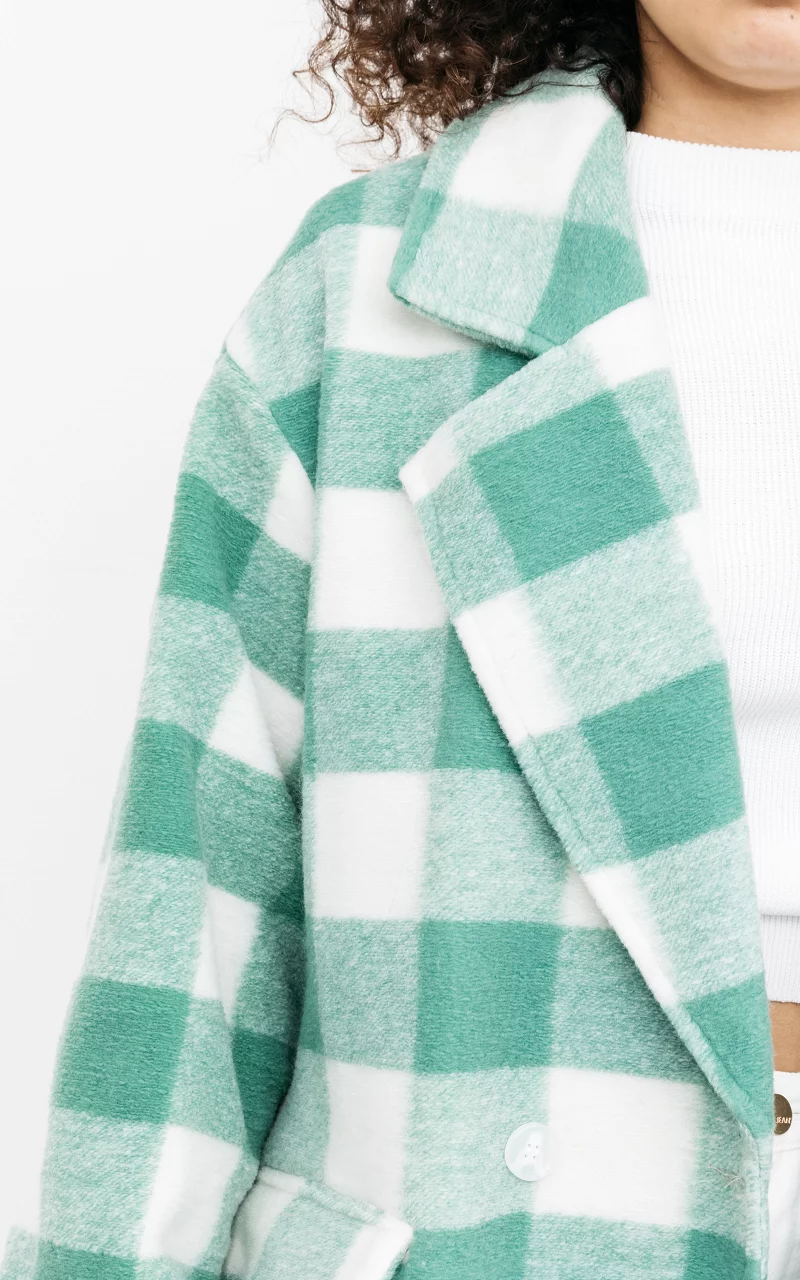 Checkered coat with pockets Green White