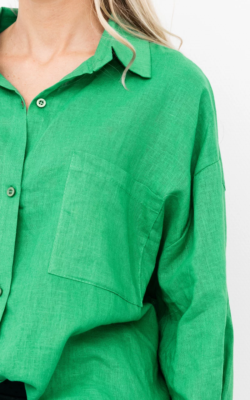 Oversized blouse met één borstzakje Groen