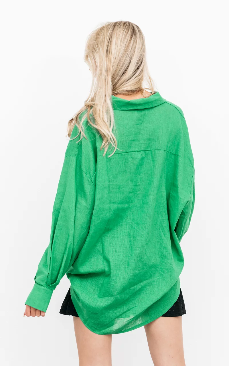 Oversized blouse with breast pocket Green