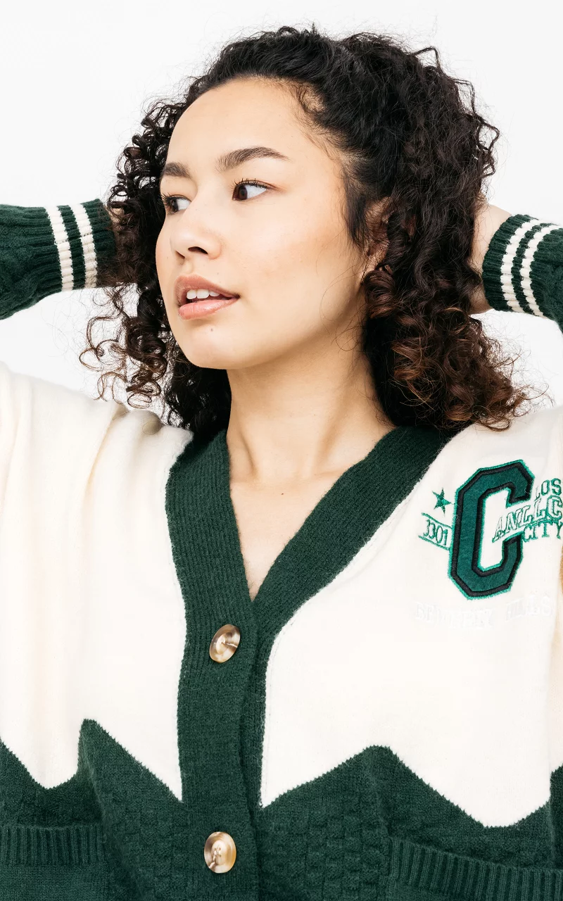 Oversized cardigan with backprint Cream Green