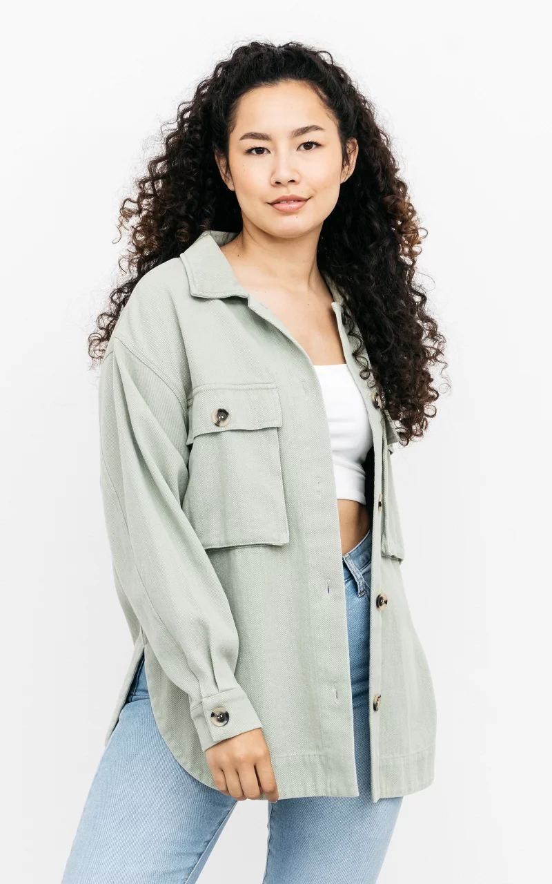 Oversized coat with breast pockets Light Green