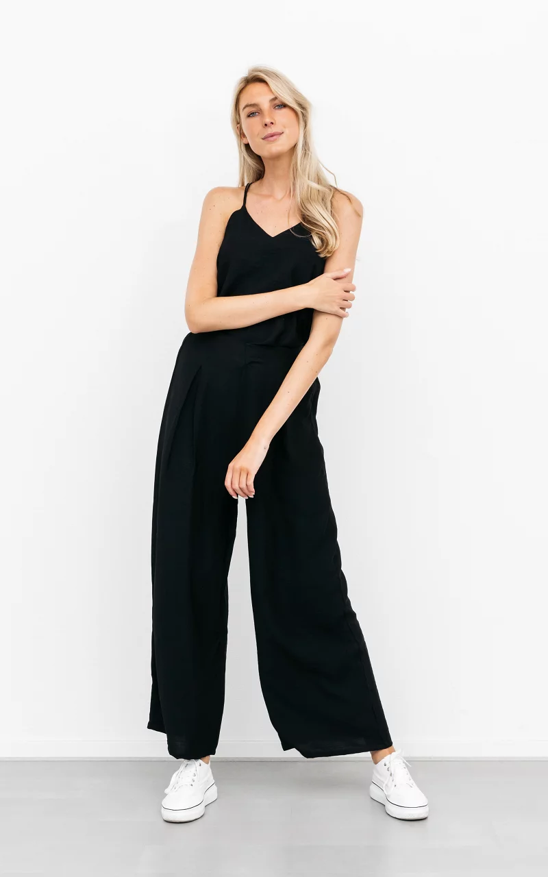 Set met top en wijde broek Zwart