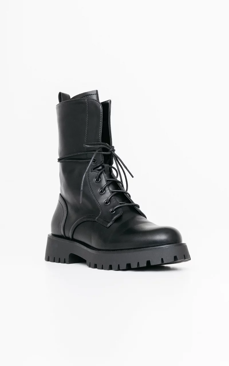 Lace-up boots of imitation leather Black