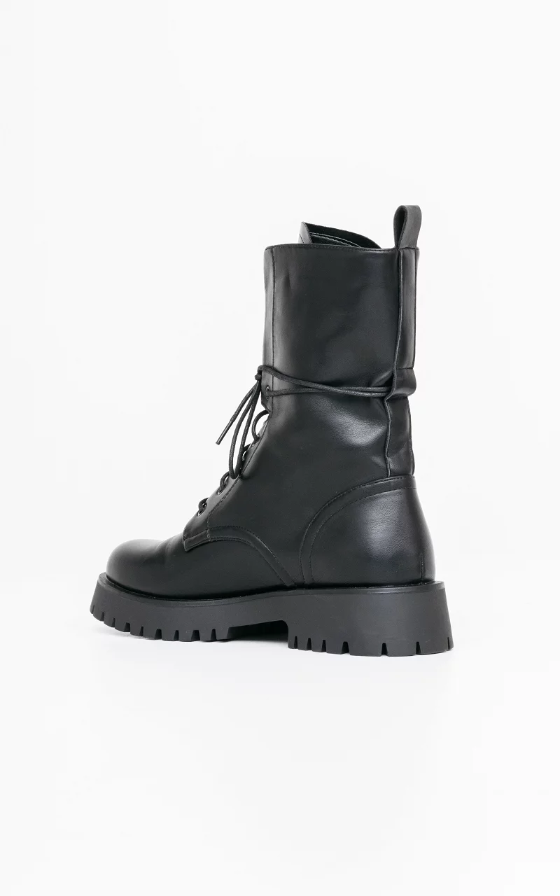 Lace-up boots of imitation leather Black