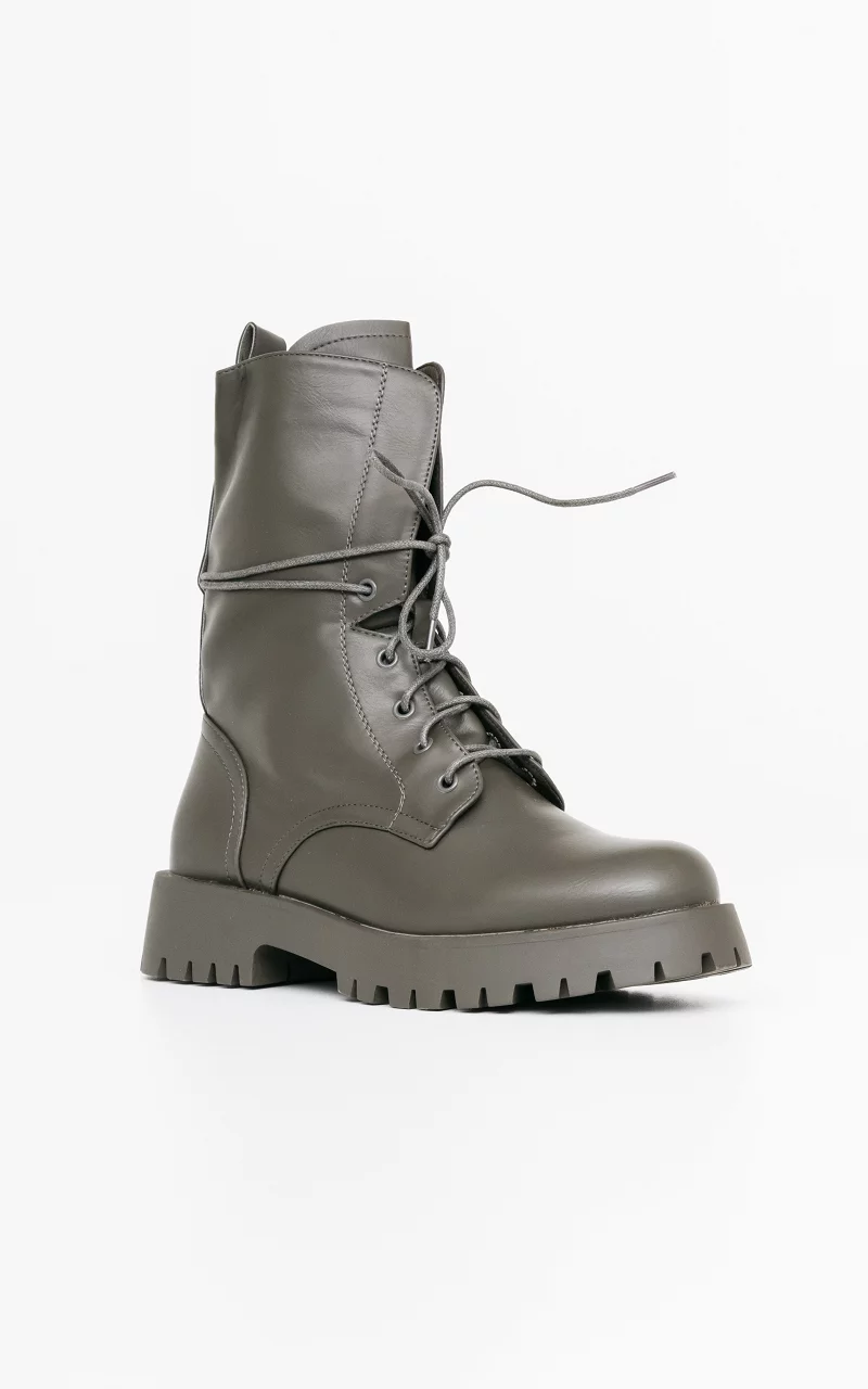 Lace-up boots of imitation leather Dark Green