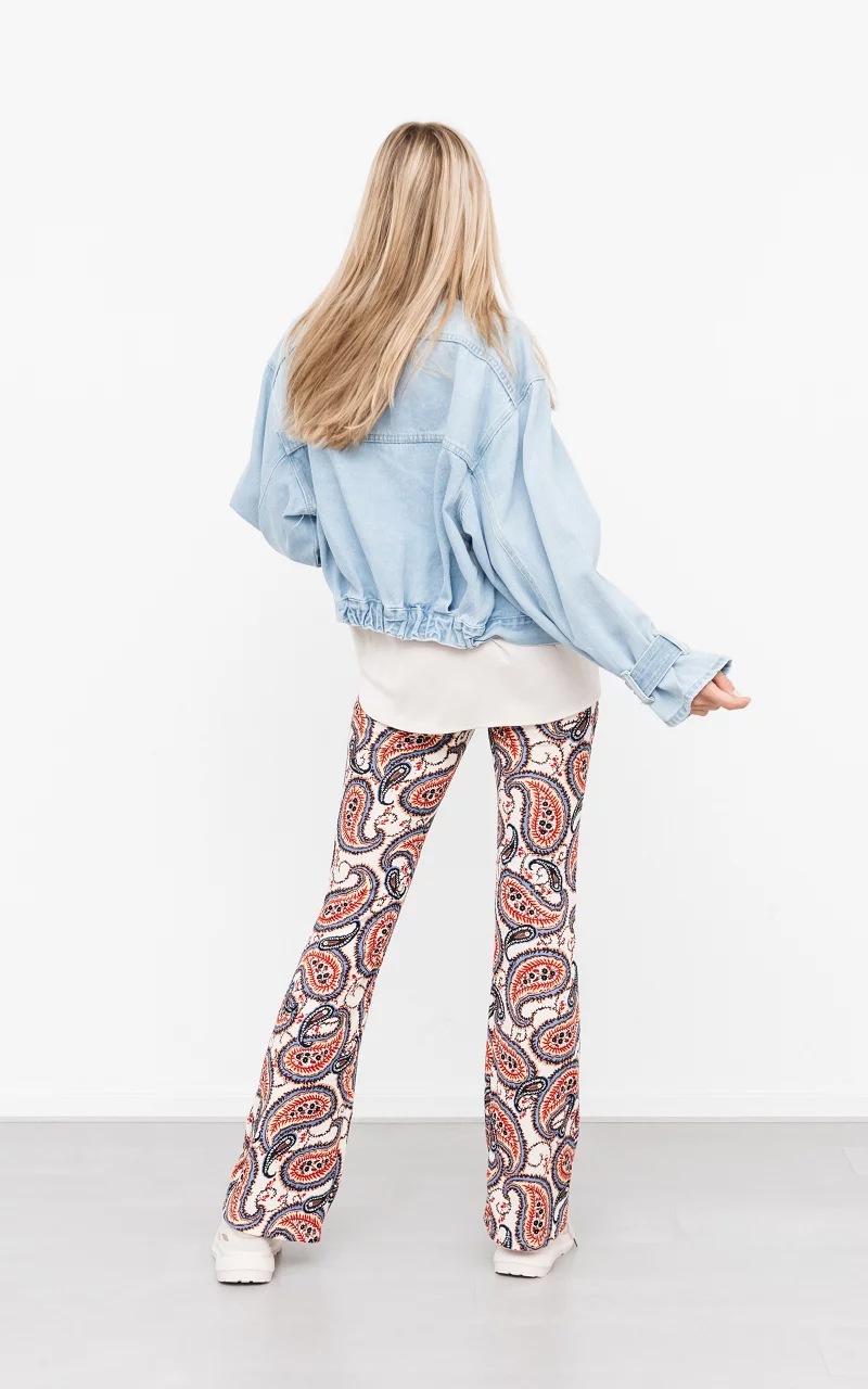 Flared pants with paisley print Cream Blue