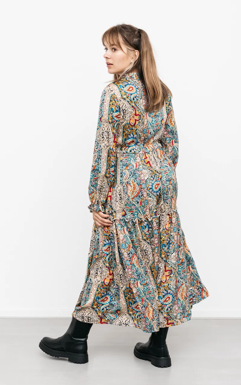 Maxi jurk met paisley print Multicolor