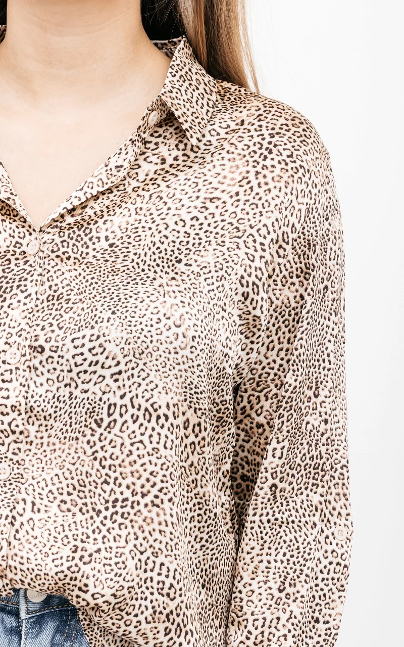 Satin-Look Bluse mit Leoparden Print Leopard