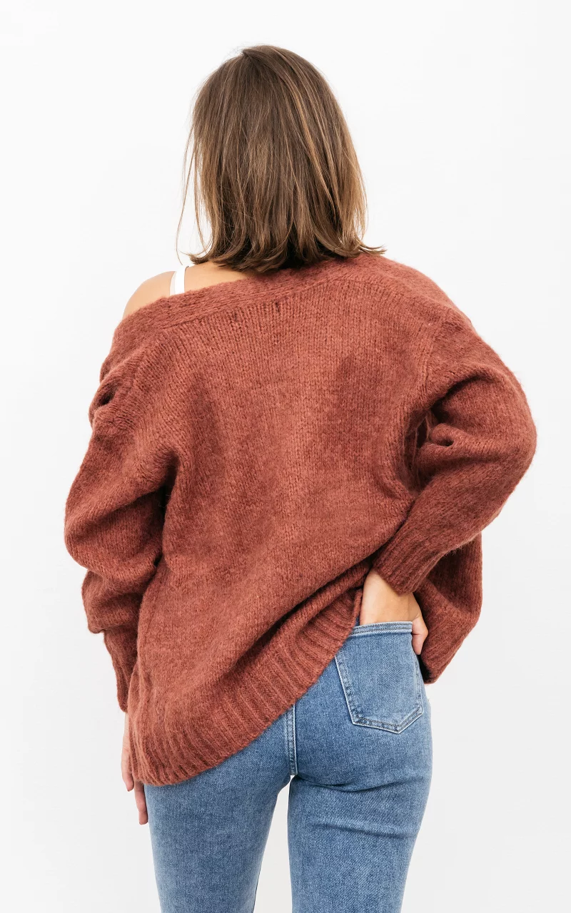 Knitted cardigan Rust Brown