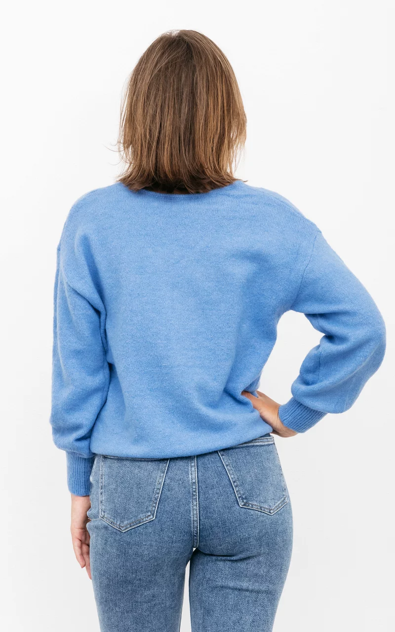 Basic Pullover mit V-Ausschnitt Hellblau