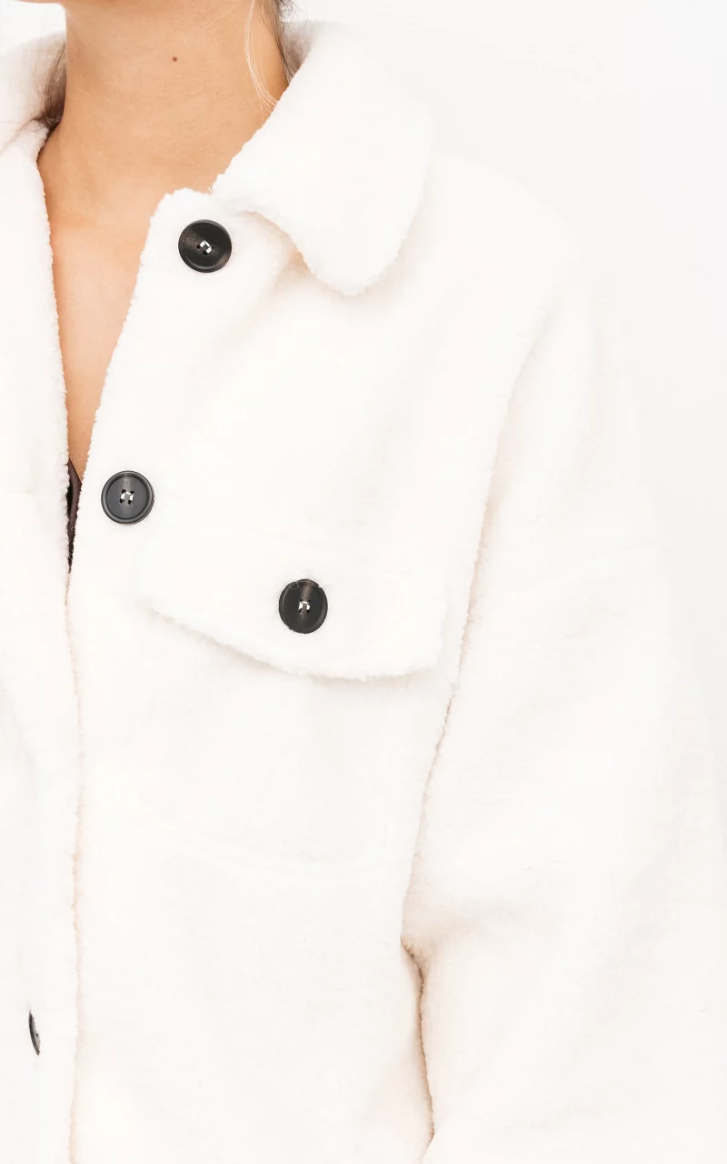 Teddy coat with buttons Cream