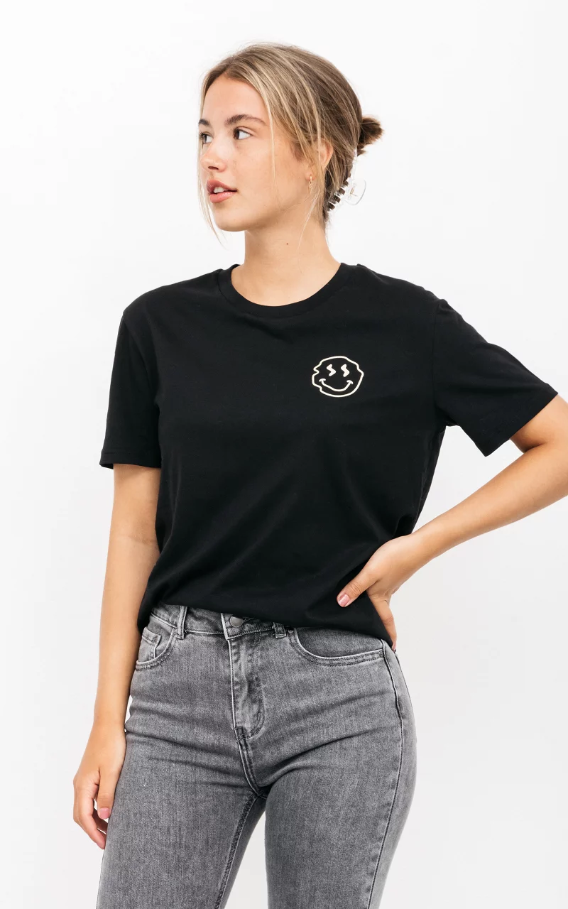 Basic T-shirt with front & back design Black