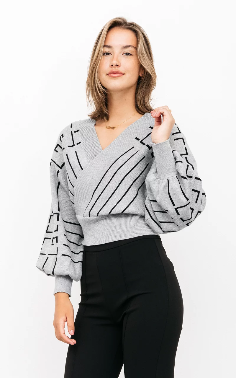 Wrap-around sweater  Grey Black