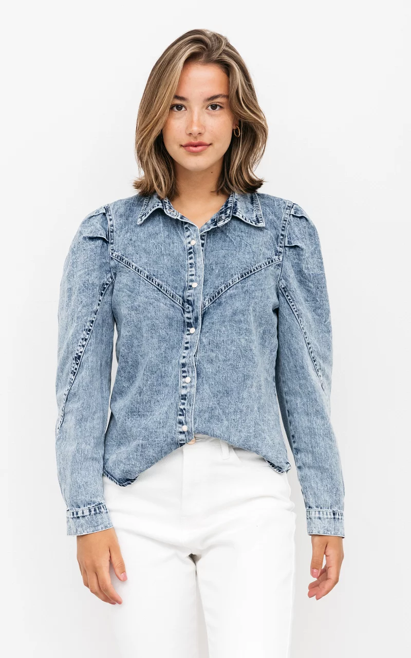 Denim blouse with buttons Blue
