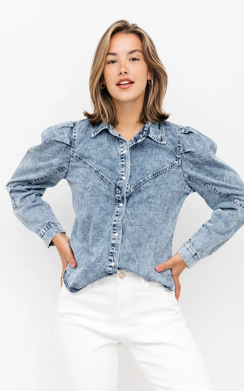 Denim blouse with buttons Blue