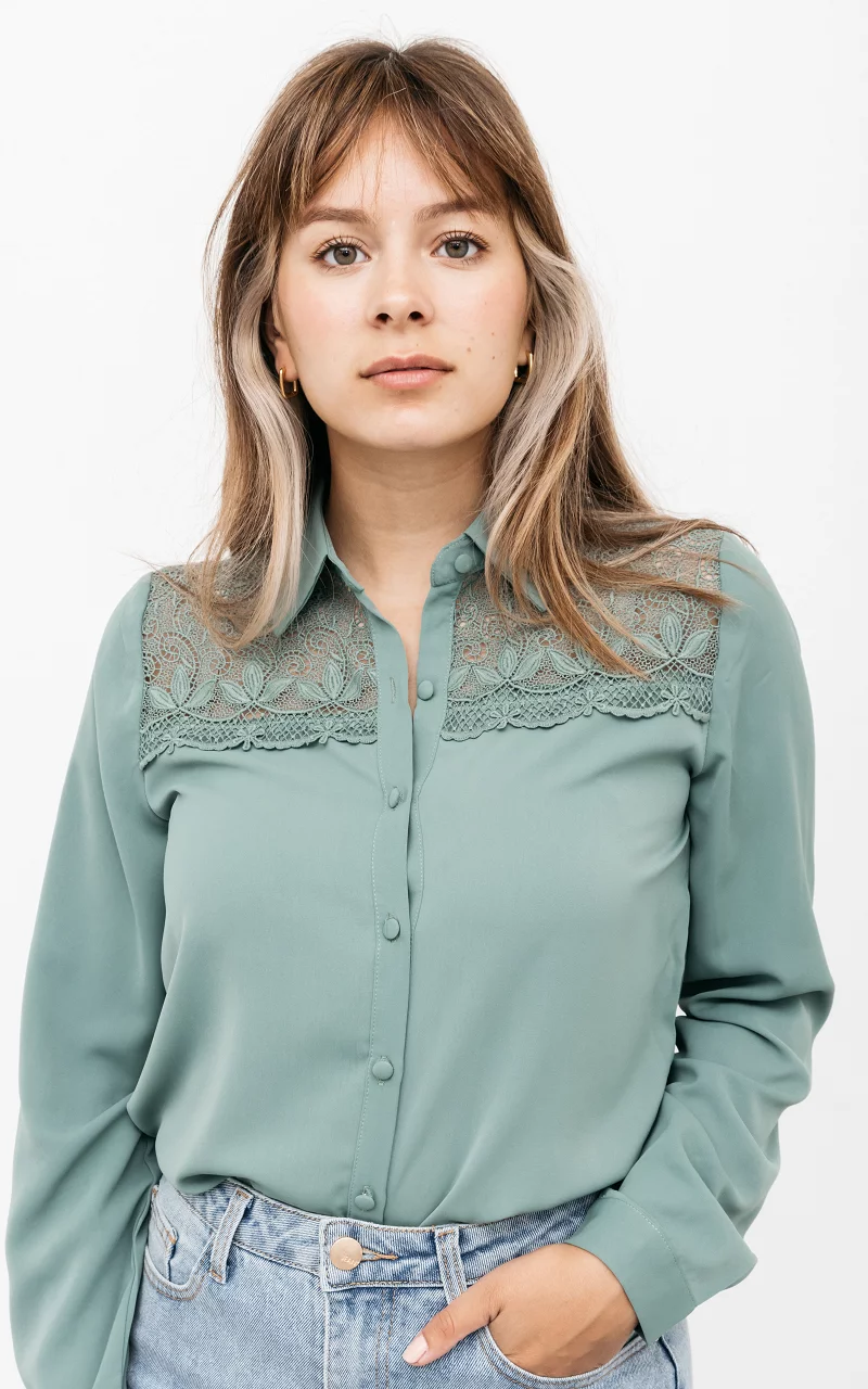 Blouse with lace details Green