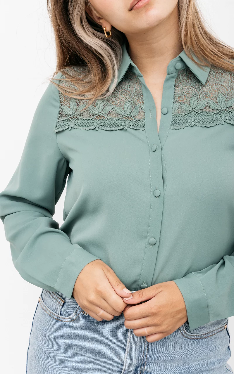 Blouse with lace details Green
