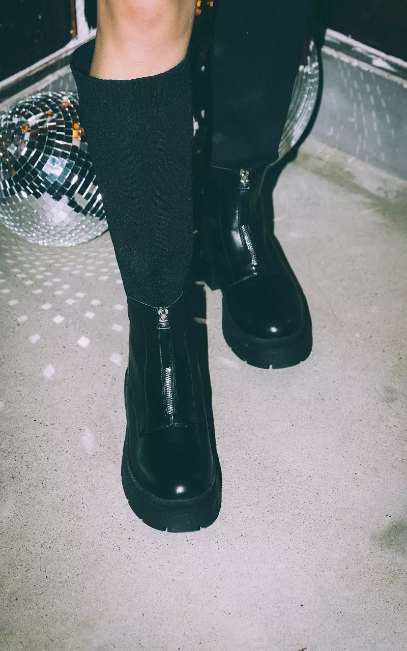 High boots with sock Black