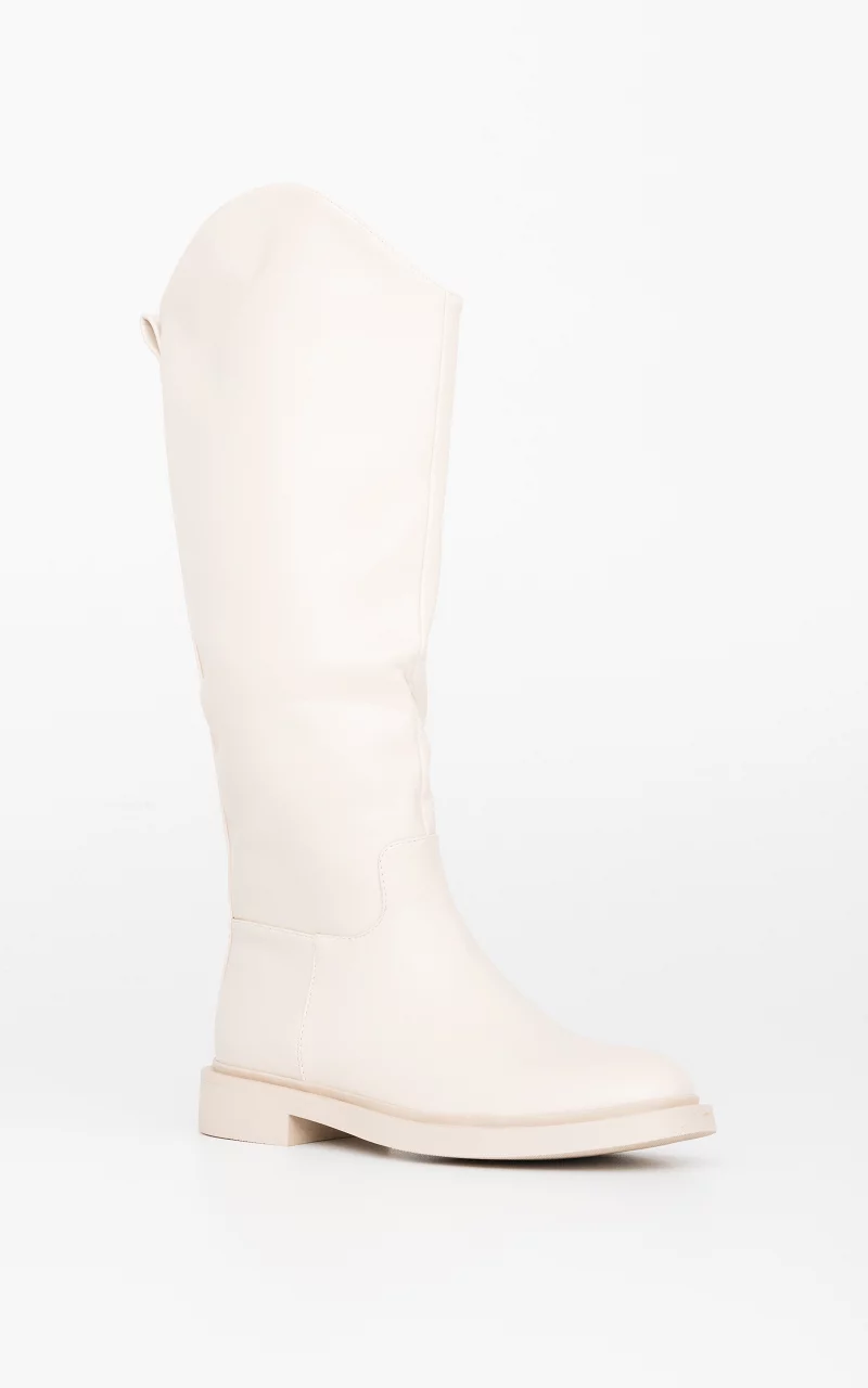 Leather-look high boots Beige