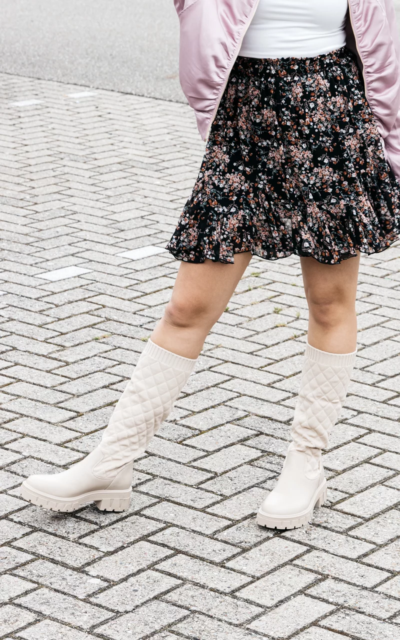 High boots with sock Beige