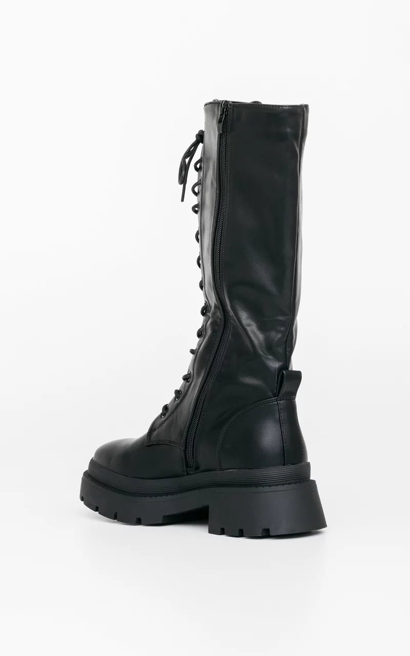 High lace-up boots Black