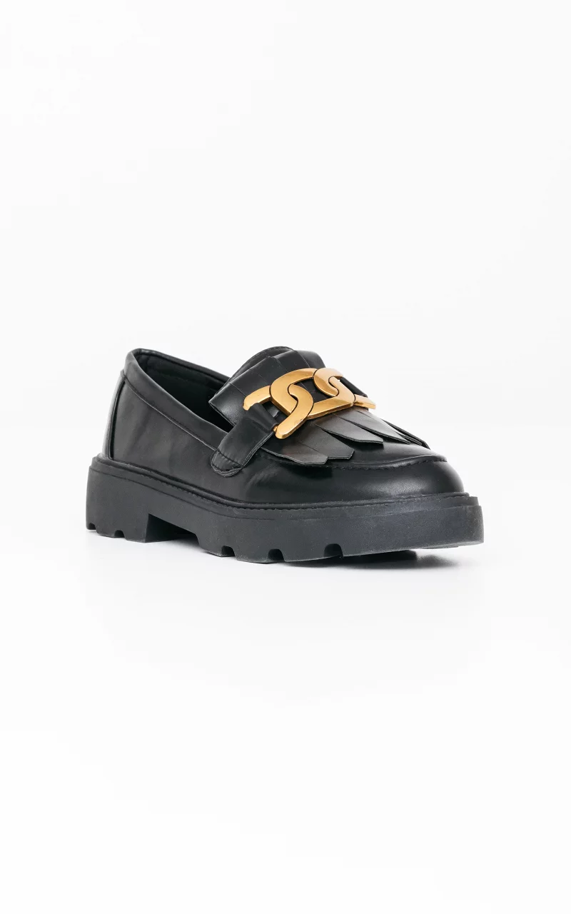 Loafer mit Zierschnalle Schwarz Gold
