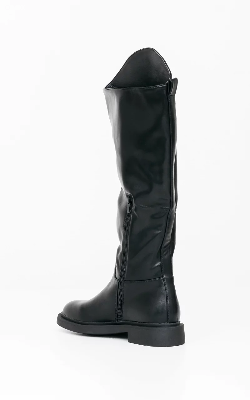 Leather-look high boots Black